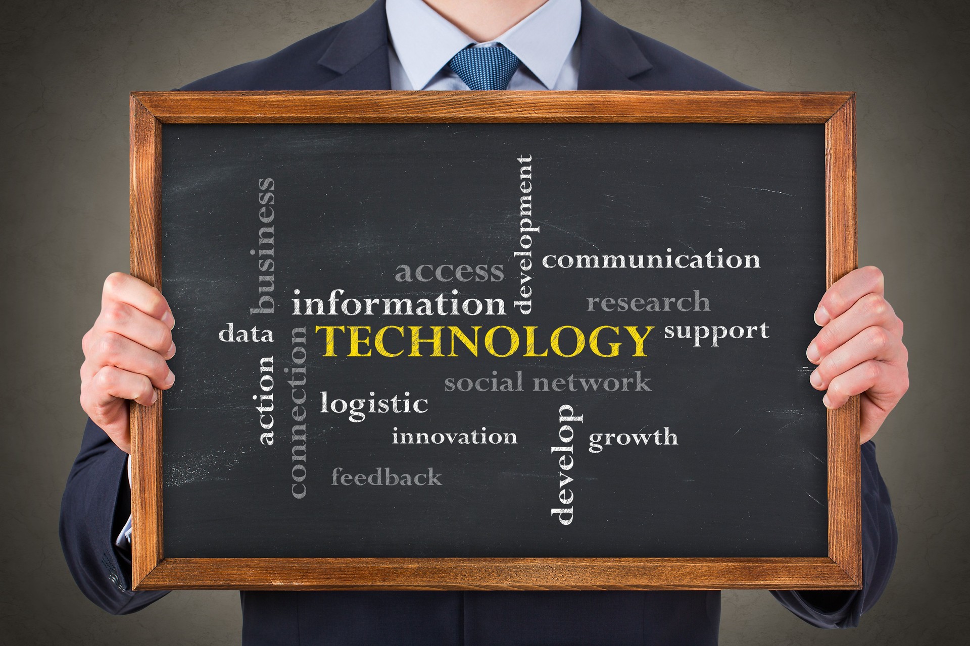 Cloud Computing Concepts on Chalkboard Background